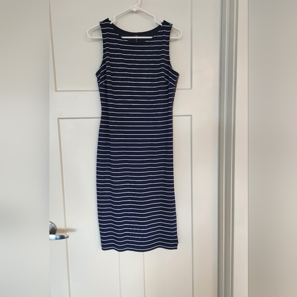 Marc NY By Andrew Marc Navy Striped Sleeveless Dress Size 6 - Picture 2 of 9